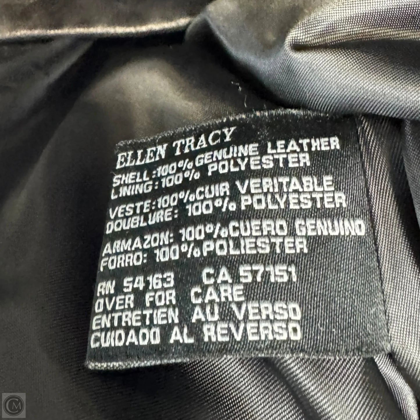 Jacket Leather By Ellen Tracy In Black, Size: S