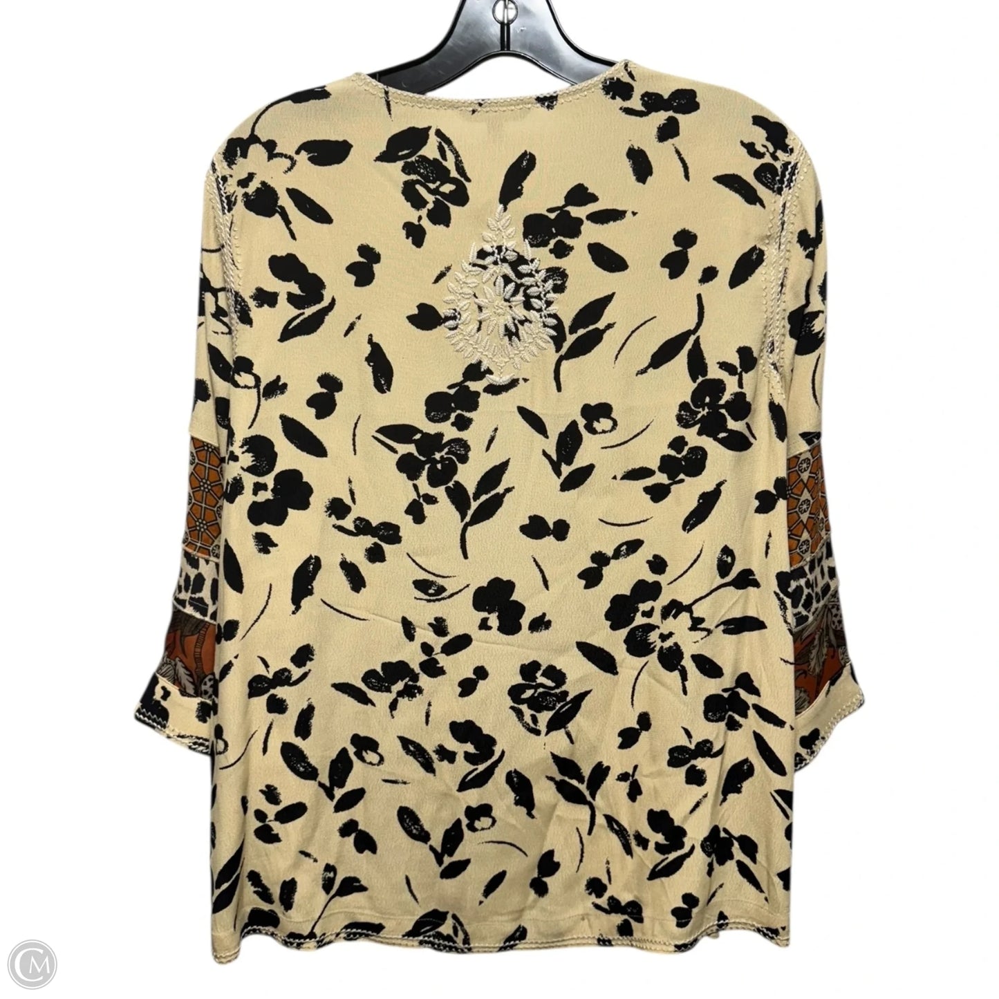 Top 3/4 Sleeve By John Mark In Black & Cream, Size: Sp