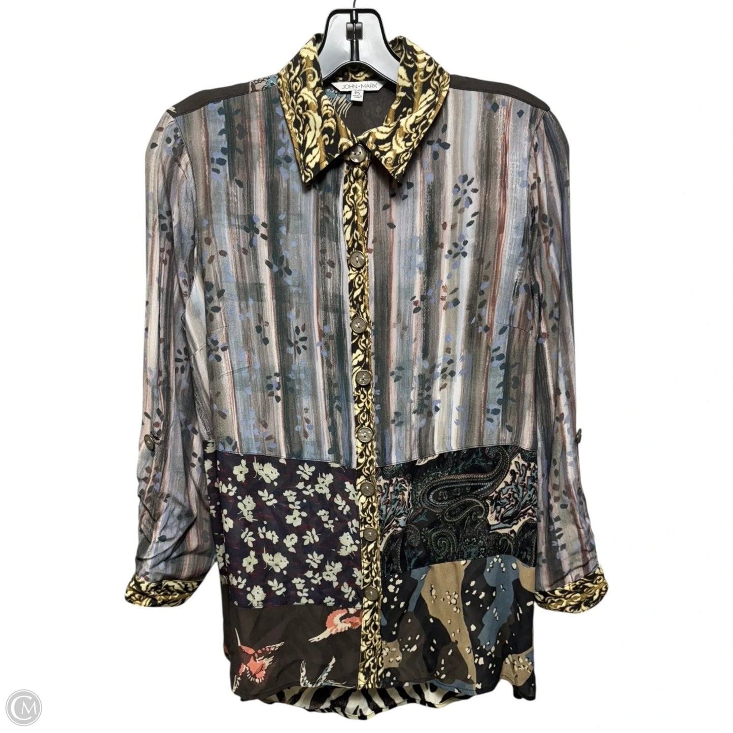 Top Long Sleeve By John Mark In Multi-colored, Size: Sp