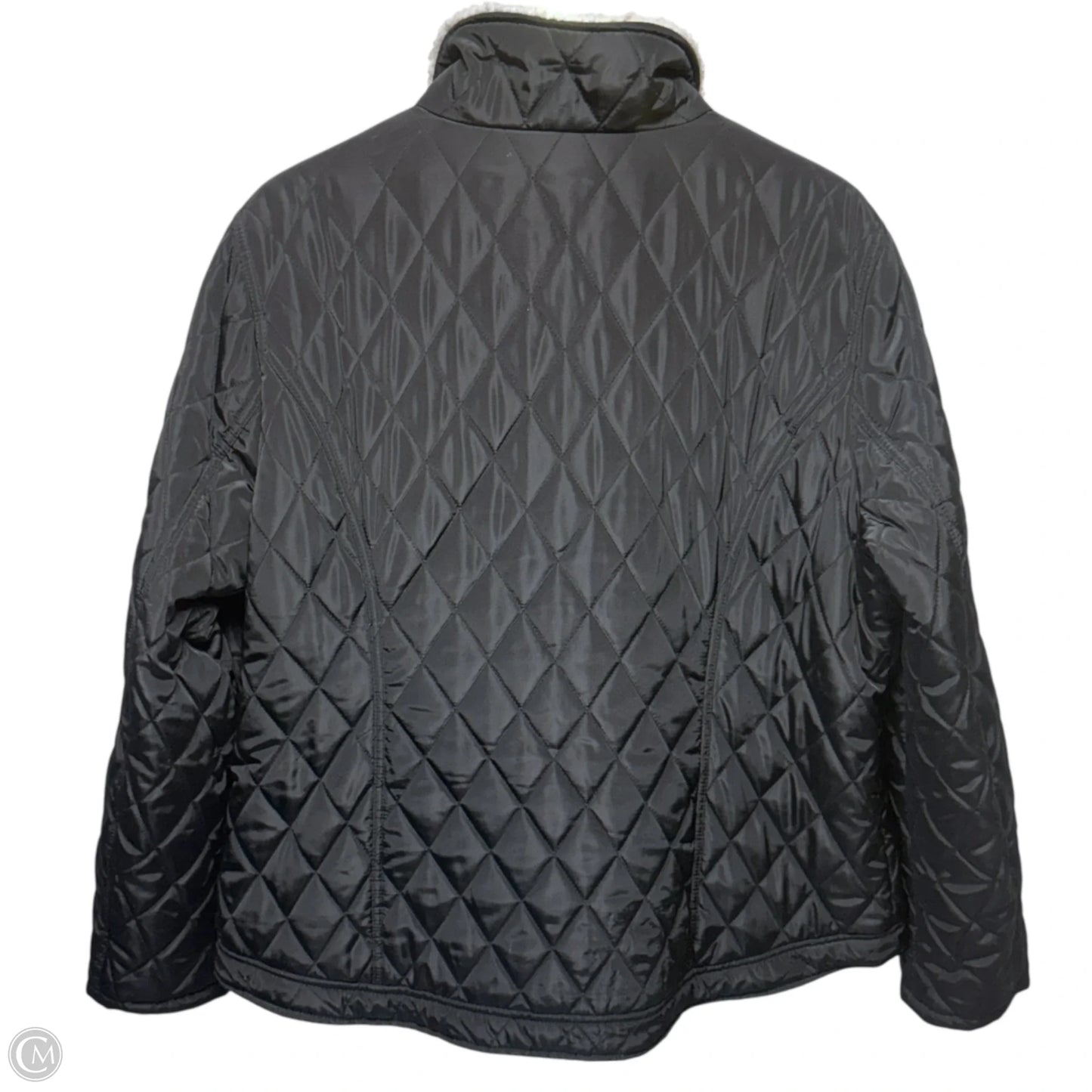 Sherpa Trim Diamond Quilted Jacket By Michael By Michael Kors In Black & Cream, Size: Xl