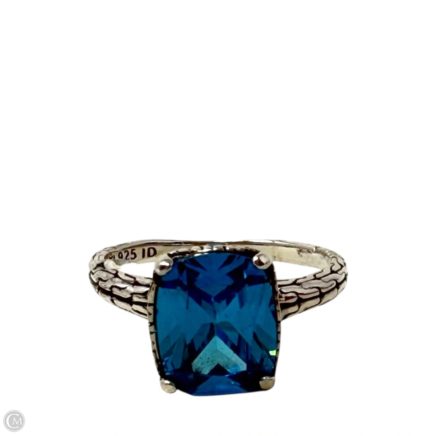 Made In Bali Cushion Cut Blue Stone & Sterling Silver Ring By Annika Witt, Size: 6.5