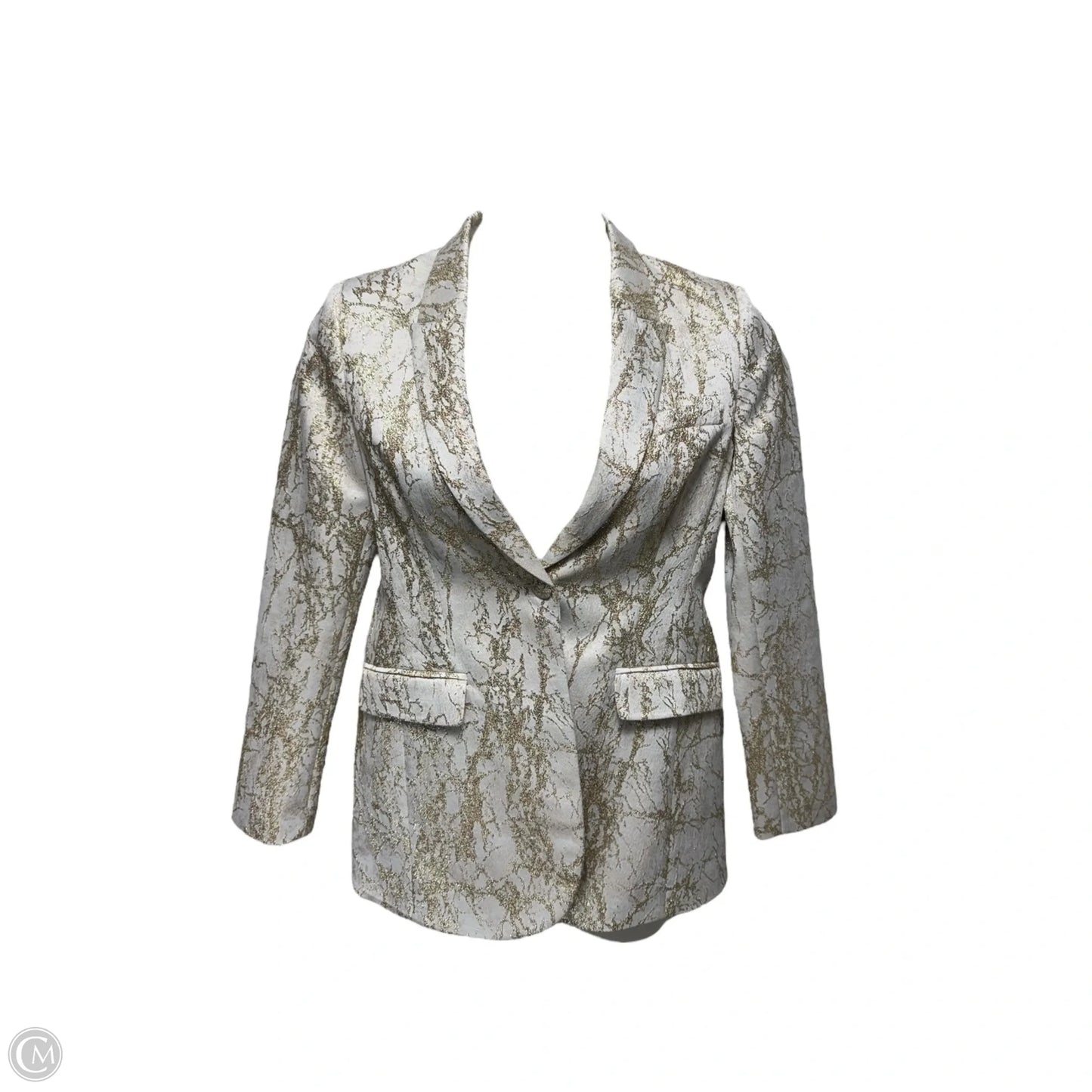 Blazer By Karen Millen In Gold & White, Size: 8