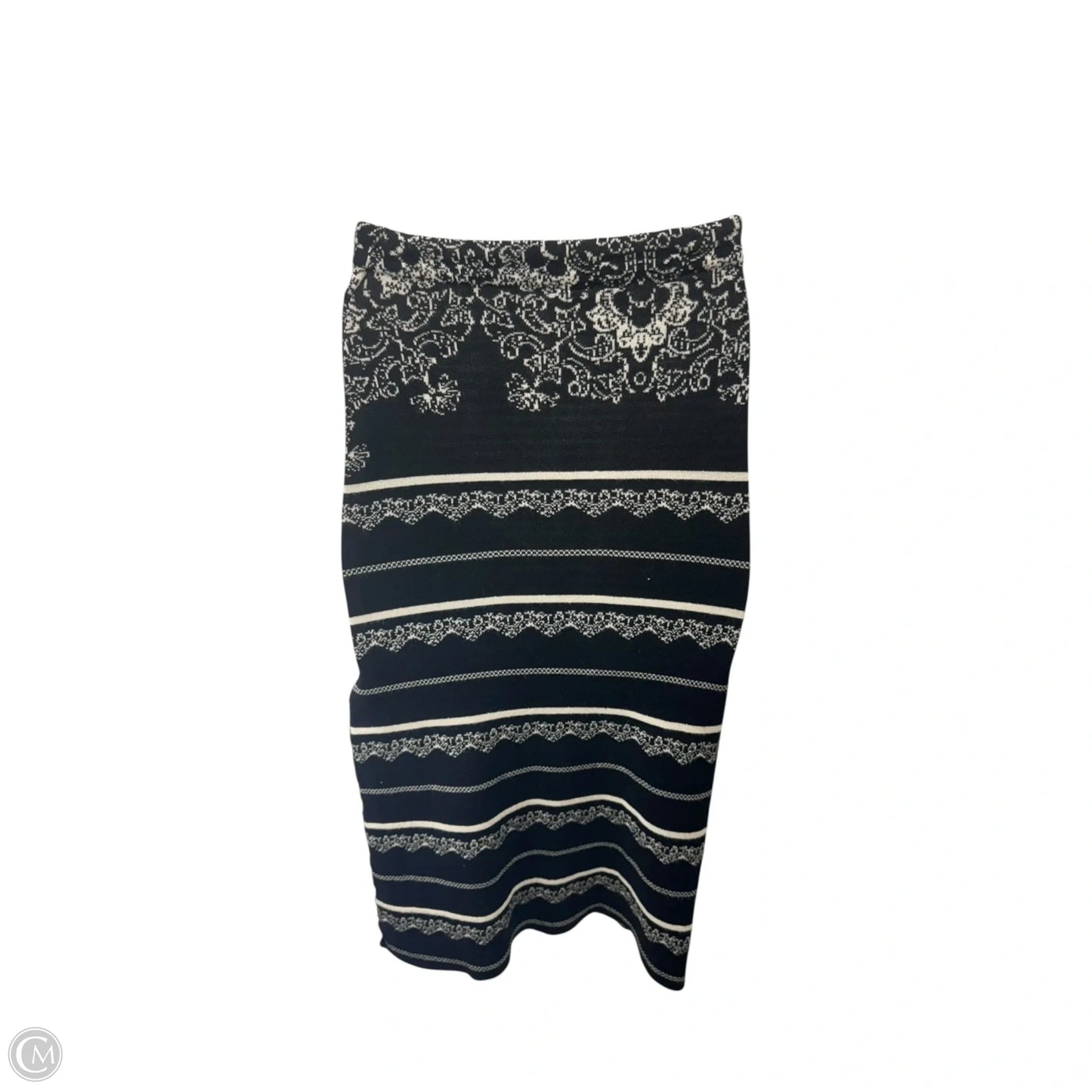 Irreplaceable Knit Pencil Skirt By Free People In Black & Cream, Size: XS