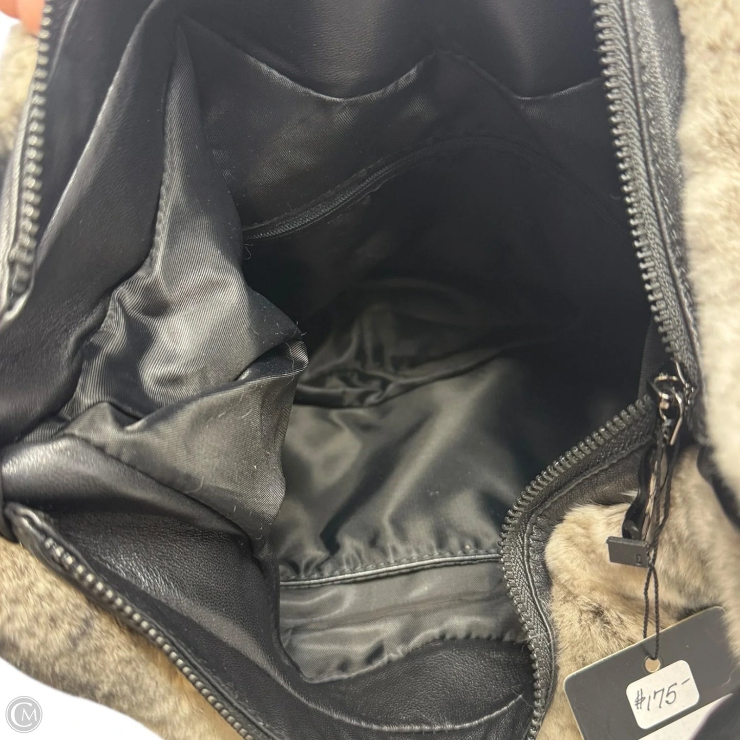 Real Fur Hobo Handbag Leather By Jayley, Size: Medium
