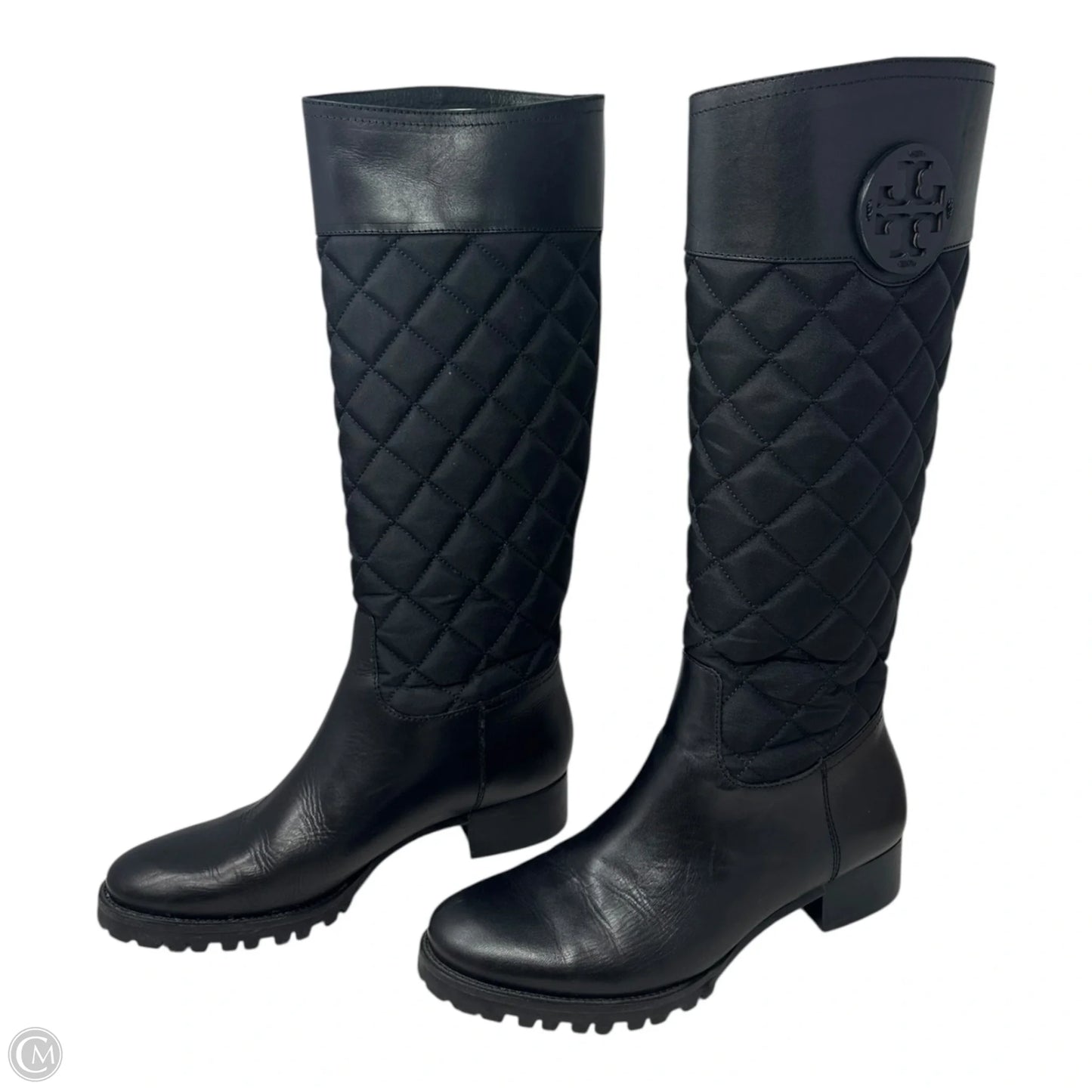 Rowan Quilted Riding Boots Designer By Tory Burch In Black, Size: 7.5
