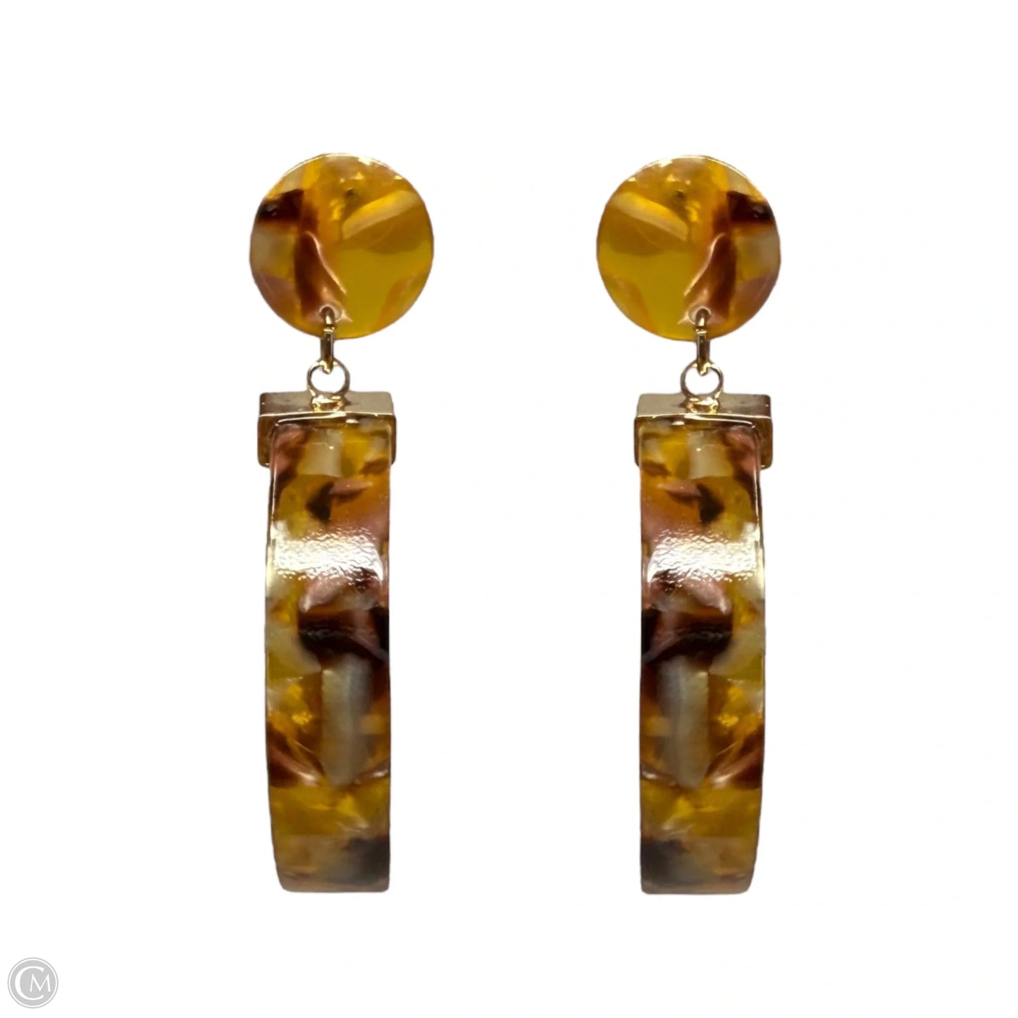Tortoiseshell-Patterned Hoop Drop Earrings