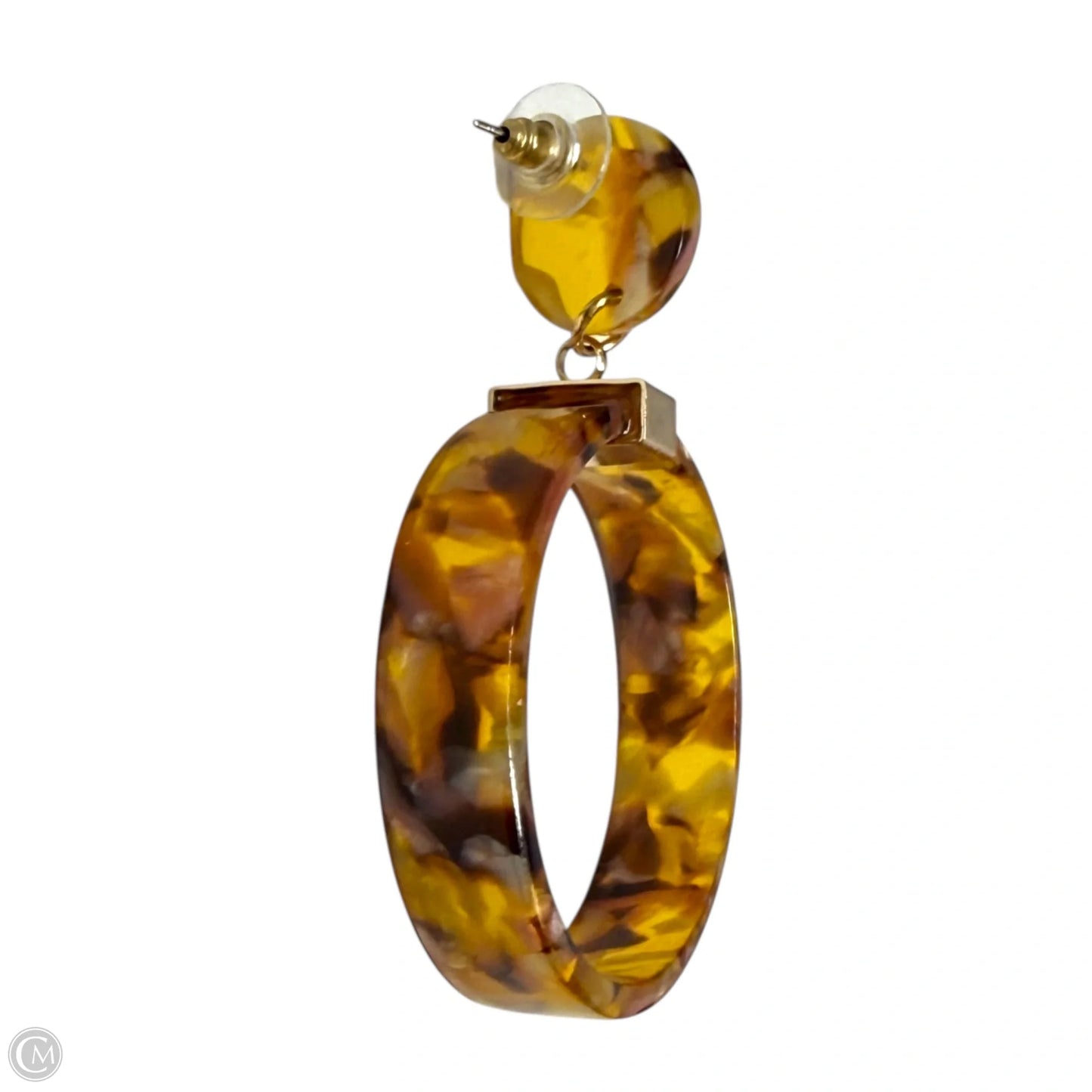 Tortoiseshell-Patterned Hoop Drop Earrings