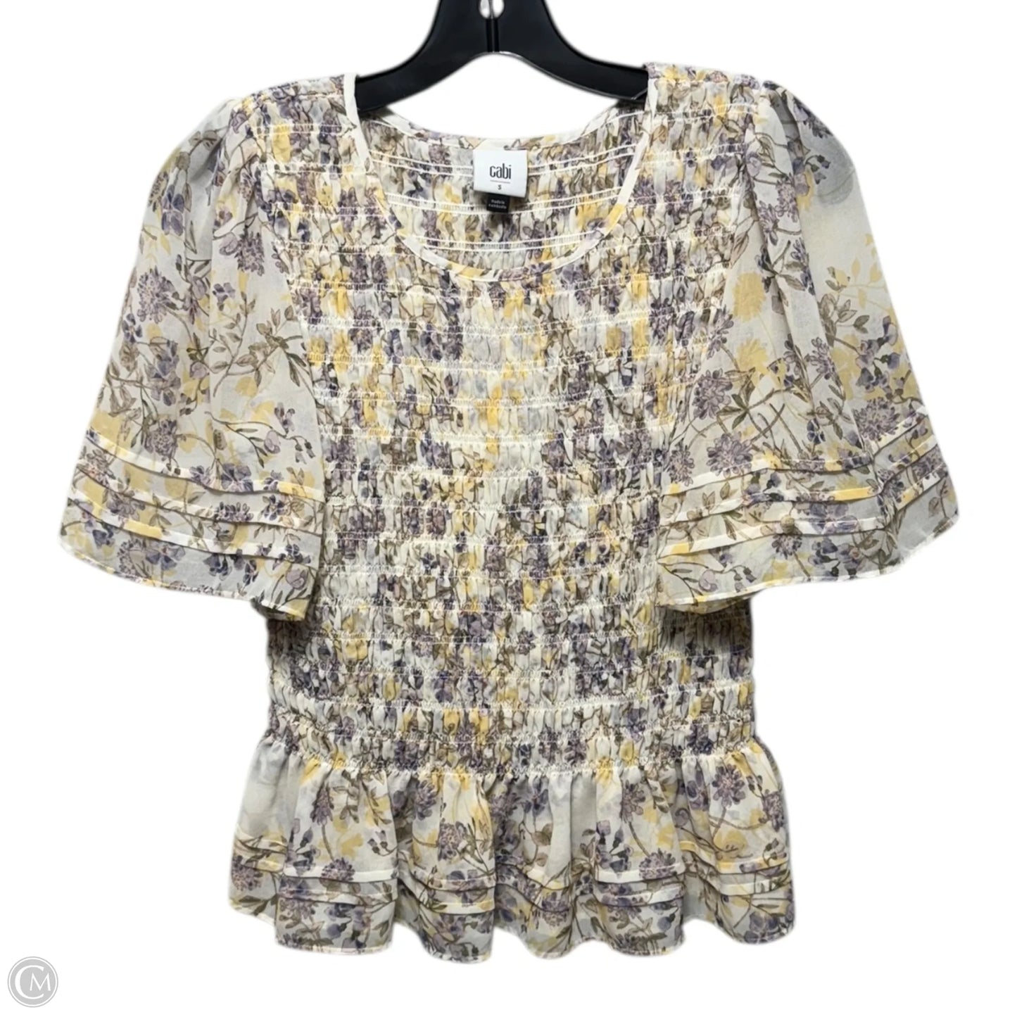 Top Short Sleeve By Cabi In Floral Print, Size: S