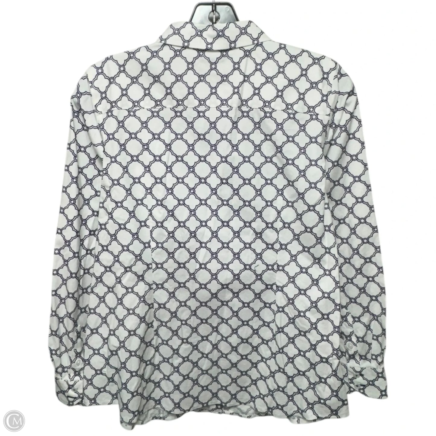Top Long Sleeve By Talbots In Blue & White, Size: 8p