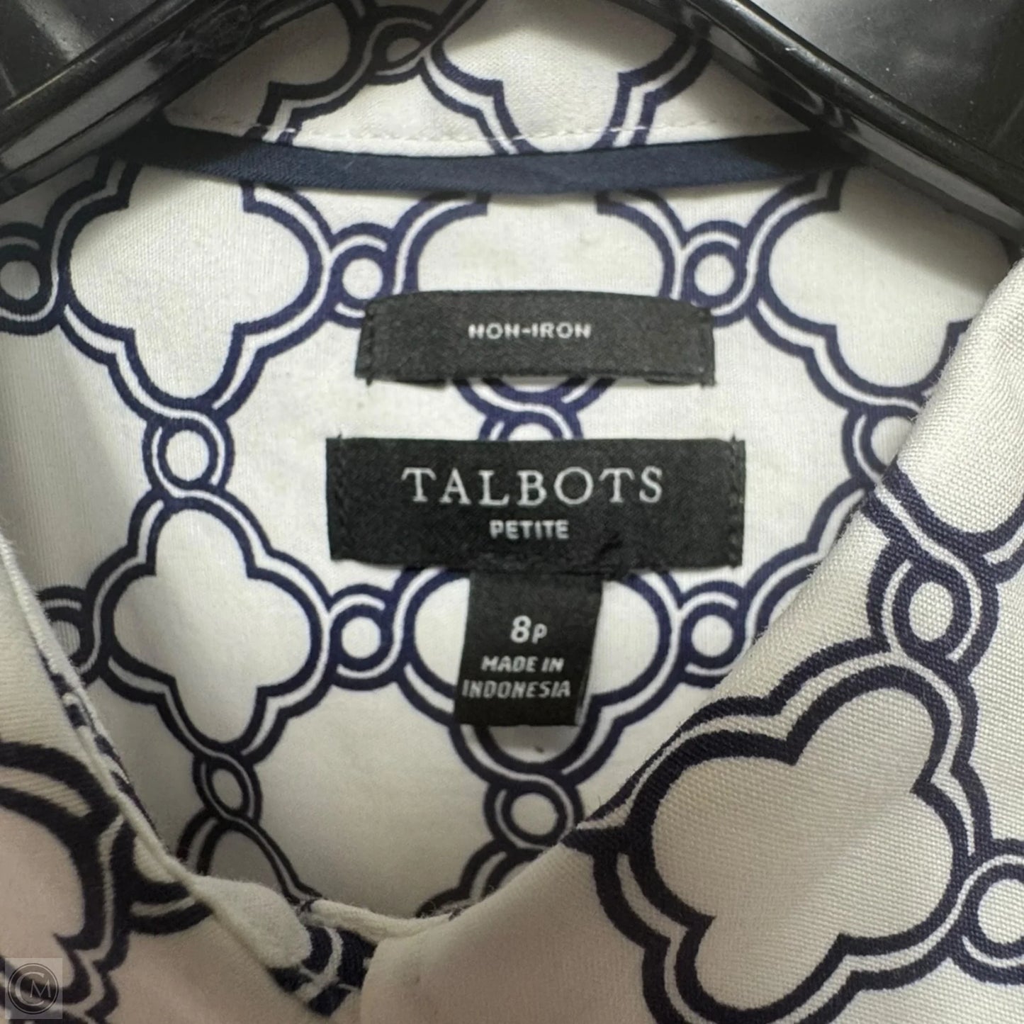 Top Long Sleeve By Talbots In Blue & White, Size: 8p