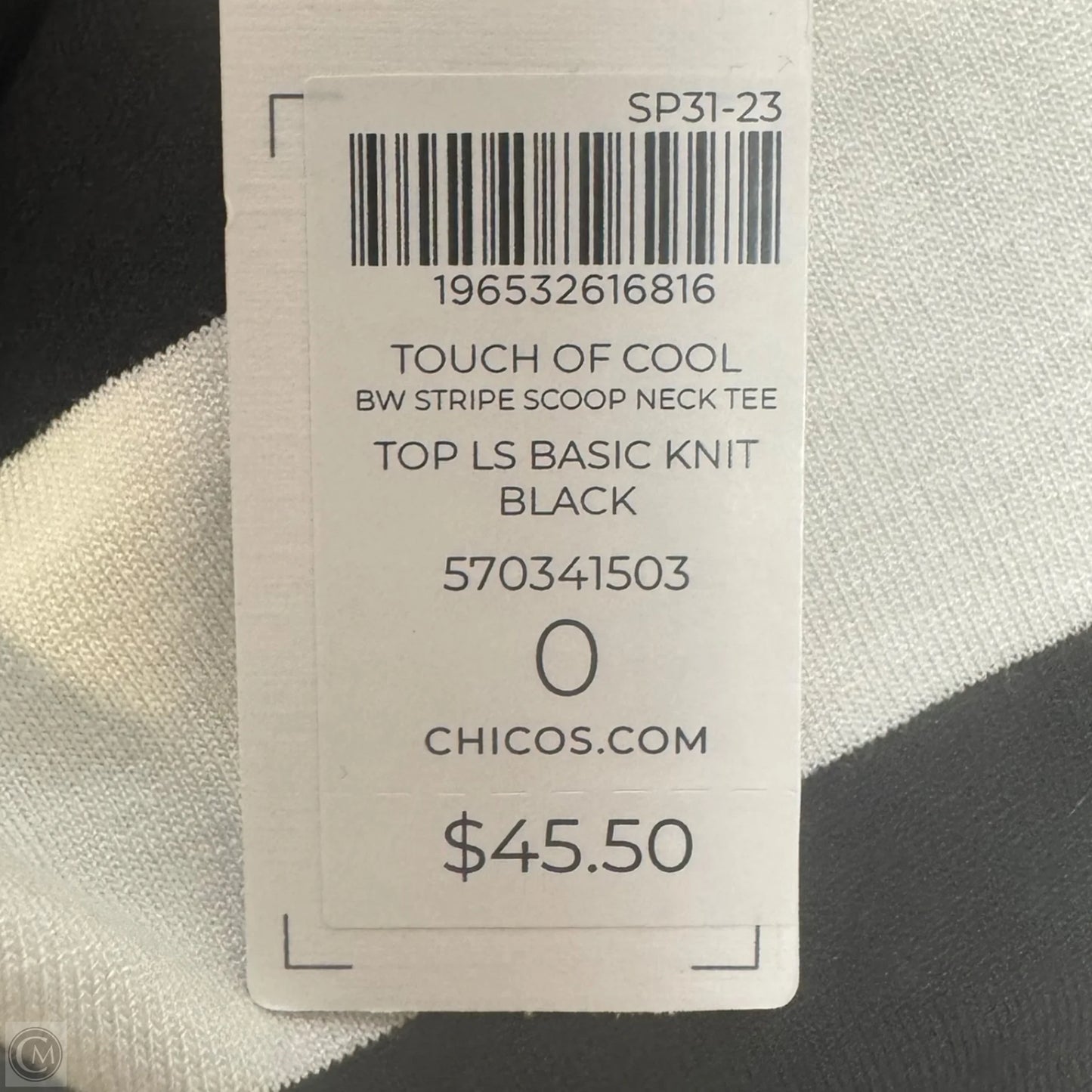 Top Long Sleeve By Chicos In Striped Pattern, Size: S