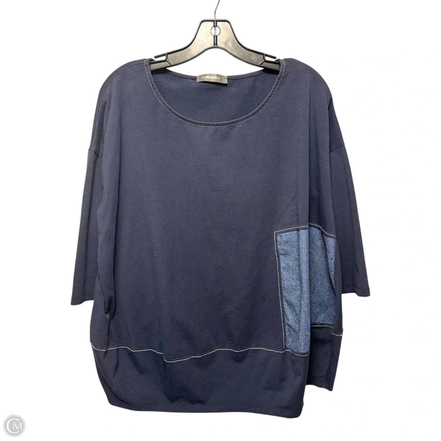 Top 3/4 Sleeve By Alembika In Navy, Size: L