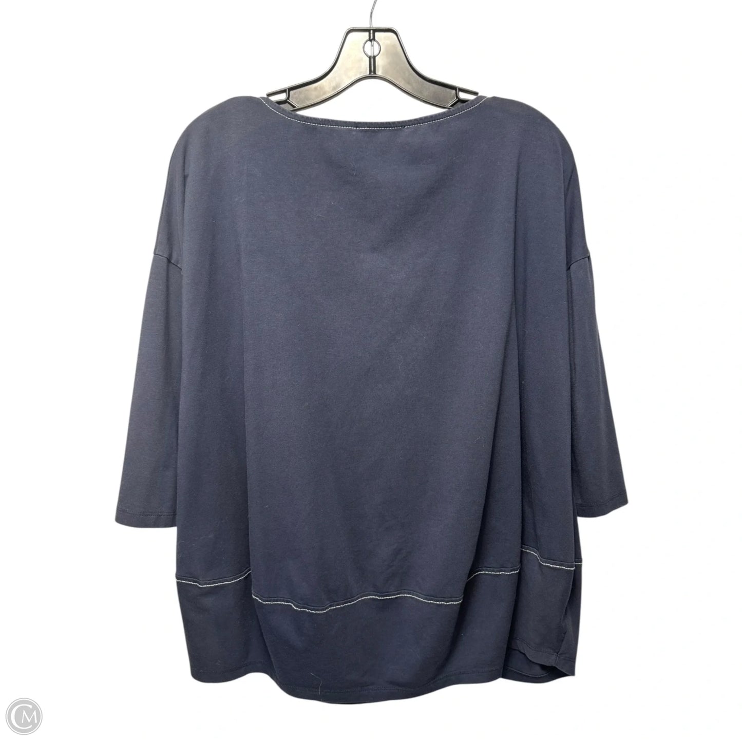 Top 3/4 Sleeve By Alembika In Navy, Size: L