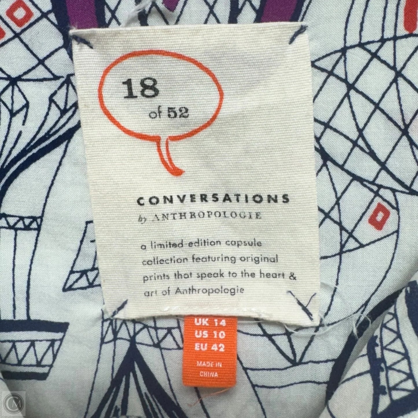 Limited Edition Hot Air Balloon Blouse By 18 of 52 Conversations By Anthropologie In Blue Red & White, Size: 10