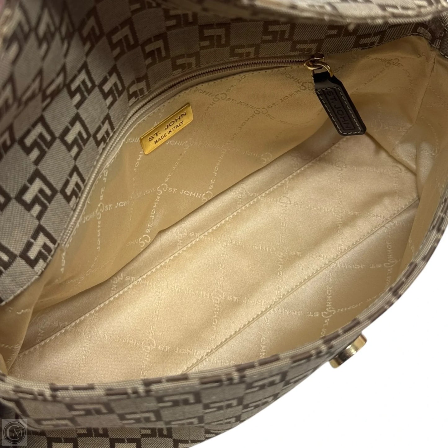 Vintage Monogram Shoulder Handbag Luxury Designer By St John Collection, Size: Medium
