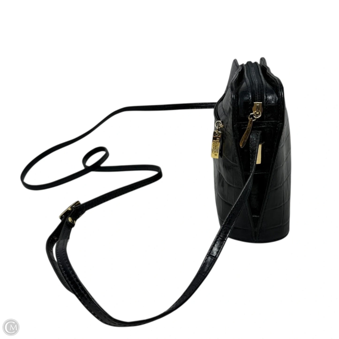 Croc Embossed Italian Leather Crossbody By Claudio Ferrici, Size: Small