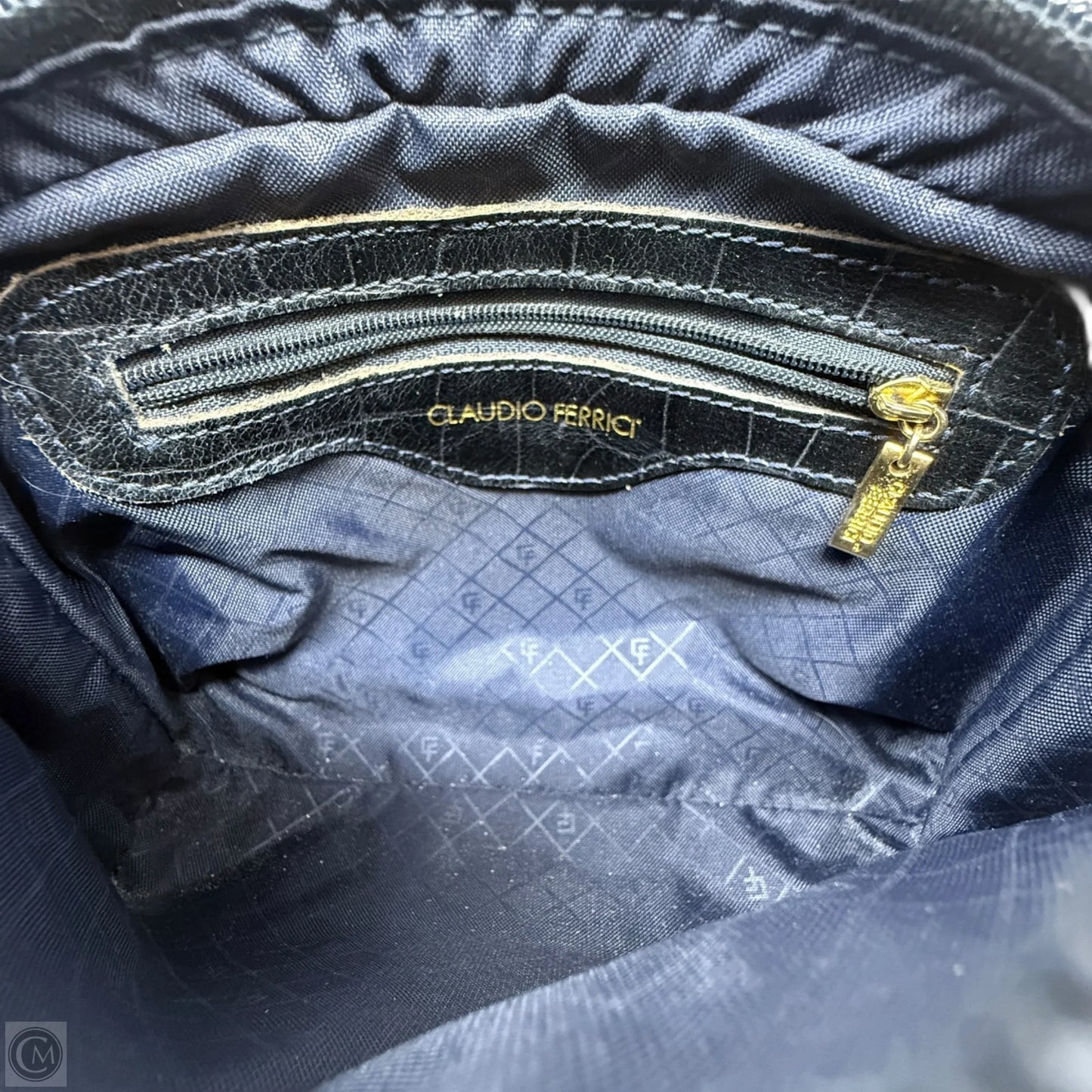 Croc Embossed Italian Leather Crossbody By Claudio Ferrici, Size: Small