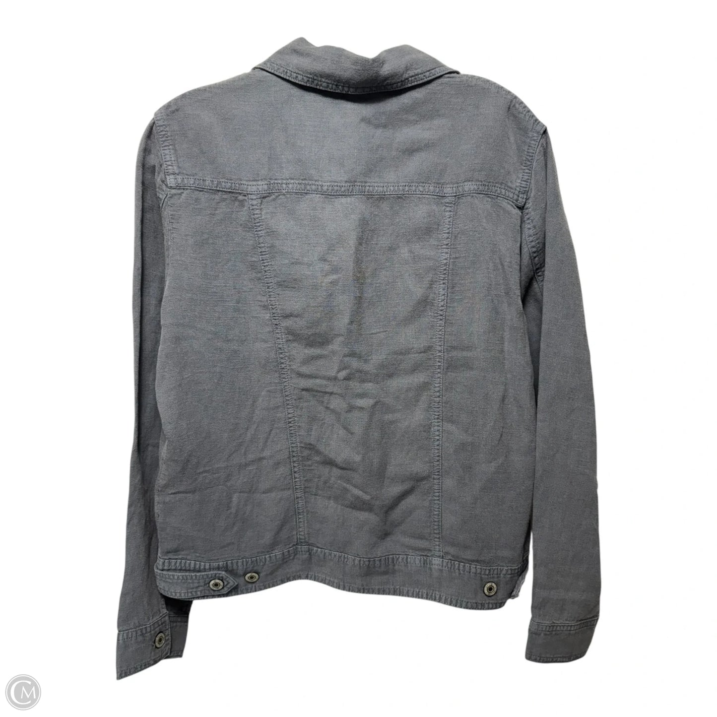 Linen Blend Jacket By Jones And Co In Blue, Size: M