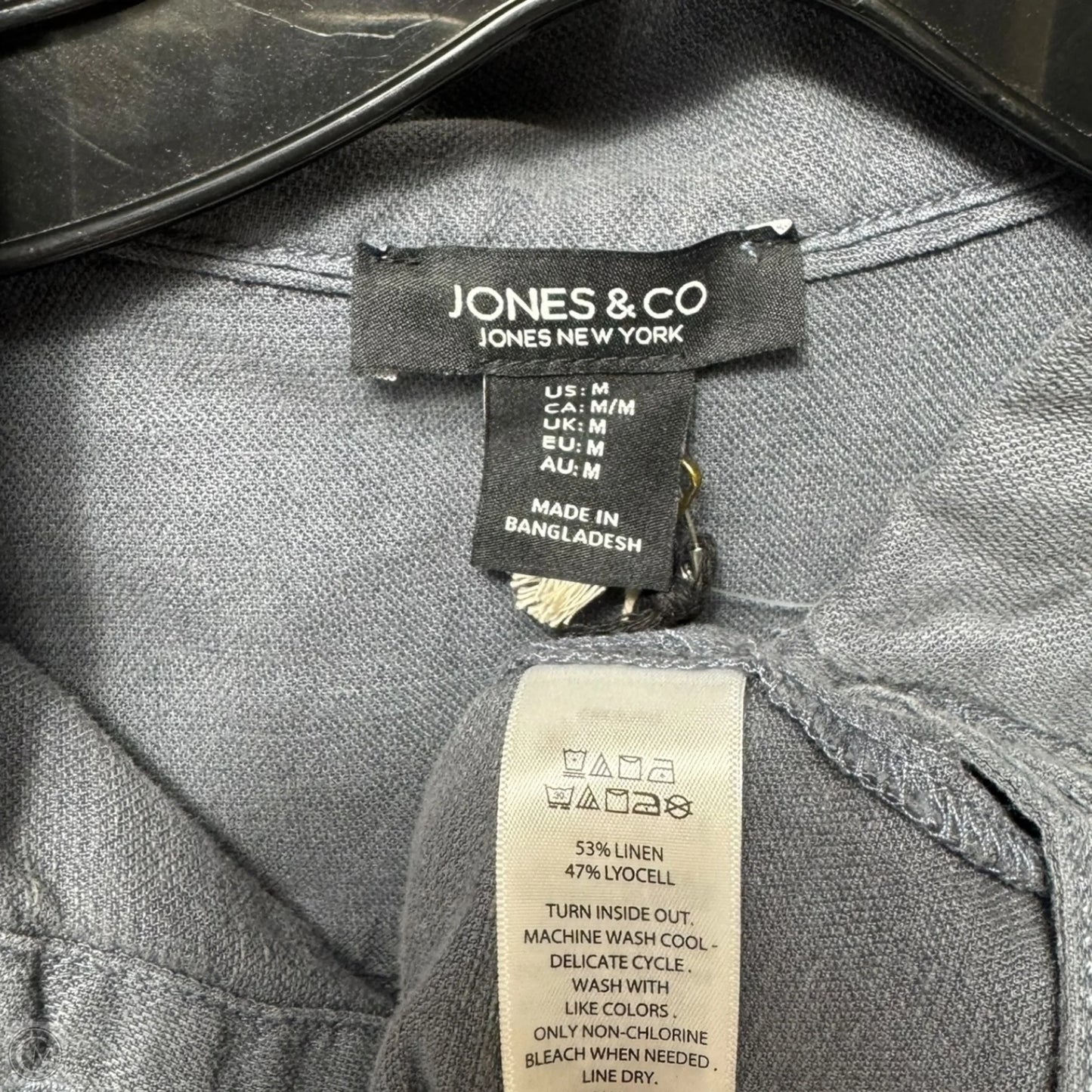 Linen Blend Jacket By Jones And Co In Blue, Size: M