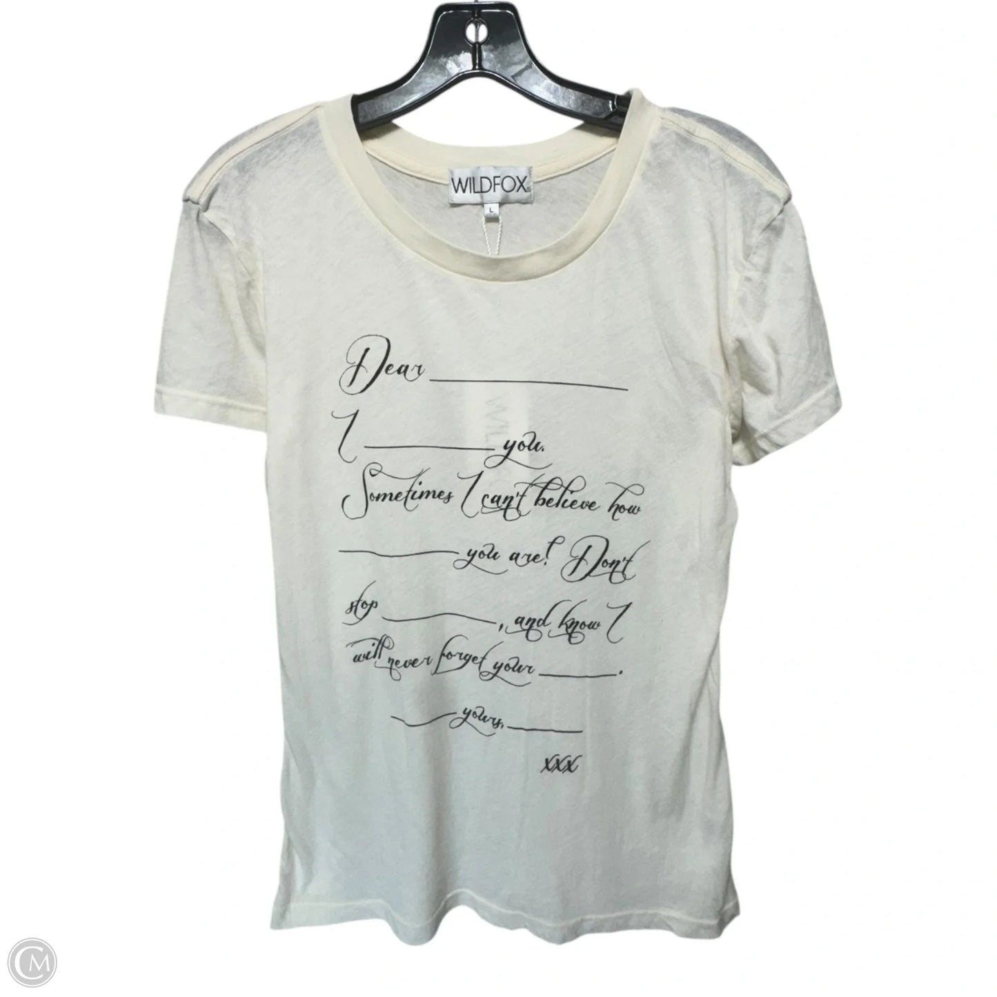 Top Short Sleeve By Wildfox In Cream, Size: L