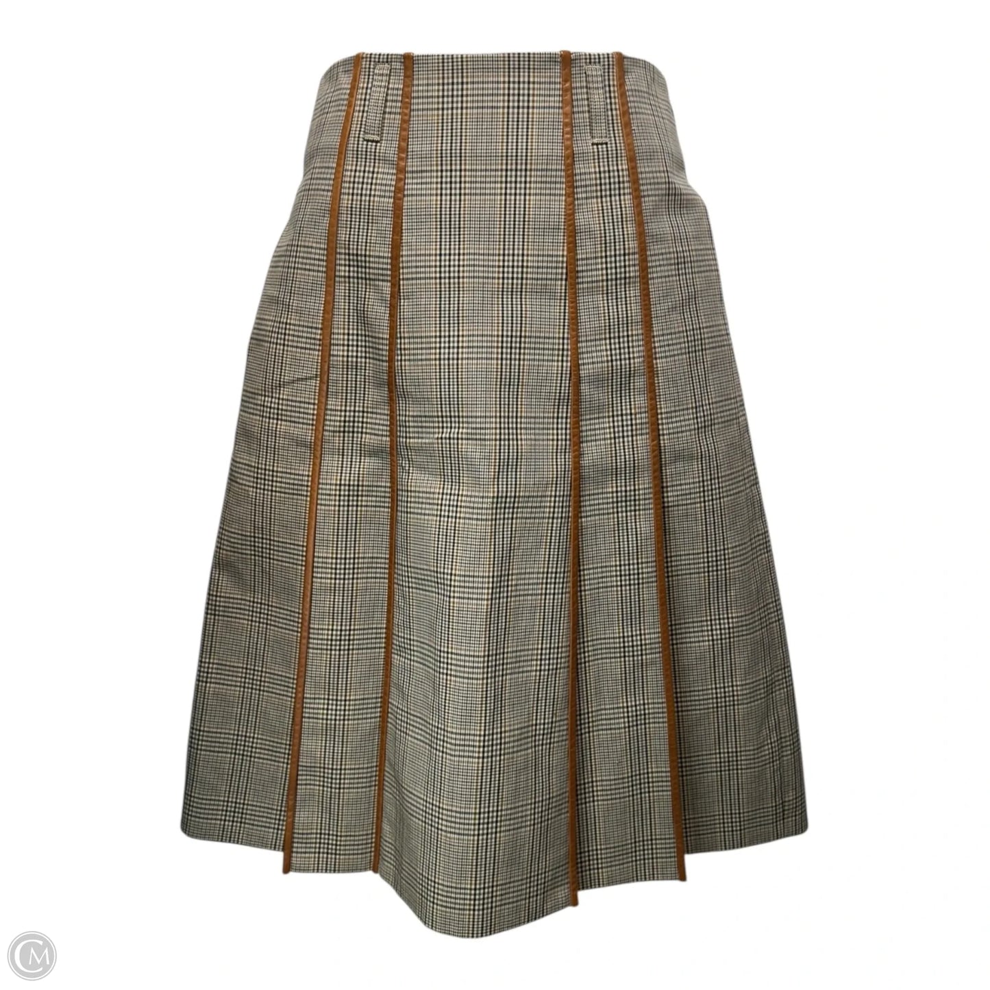 Pleated Midi Skirt Designer By Tory Burch In Plaid Pattern, Size: 4