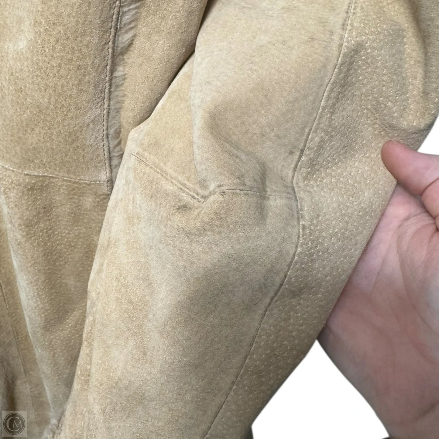 Vintage Suede Coat By Gallery In Tan, Size: L