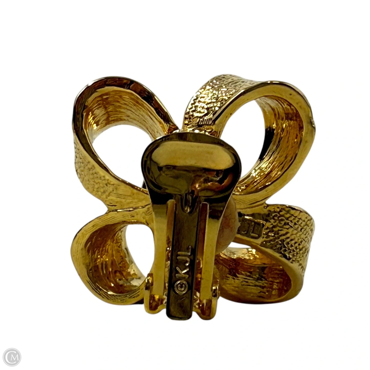 Vintage Textured Ribbon Bow Clip Earrings By Kenneth Jay Lane