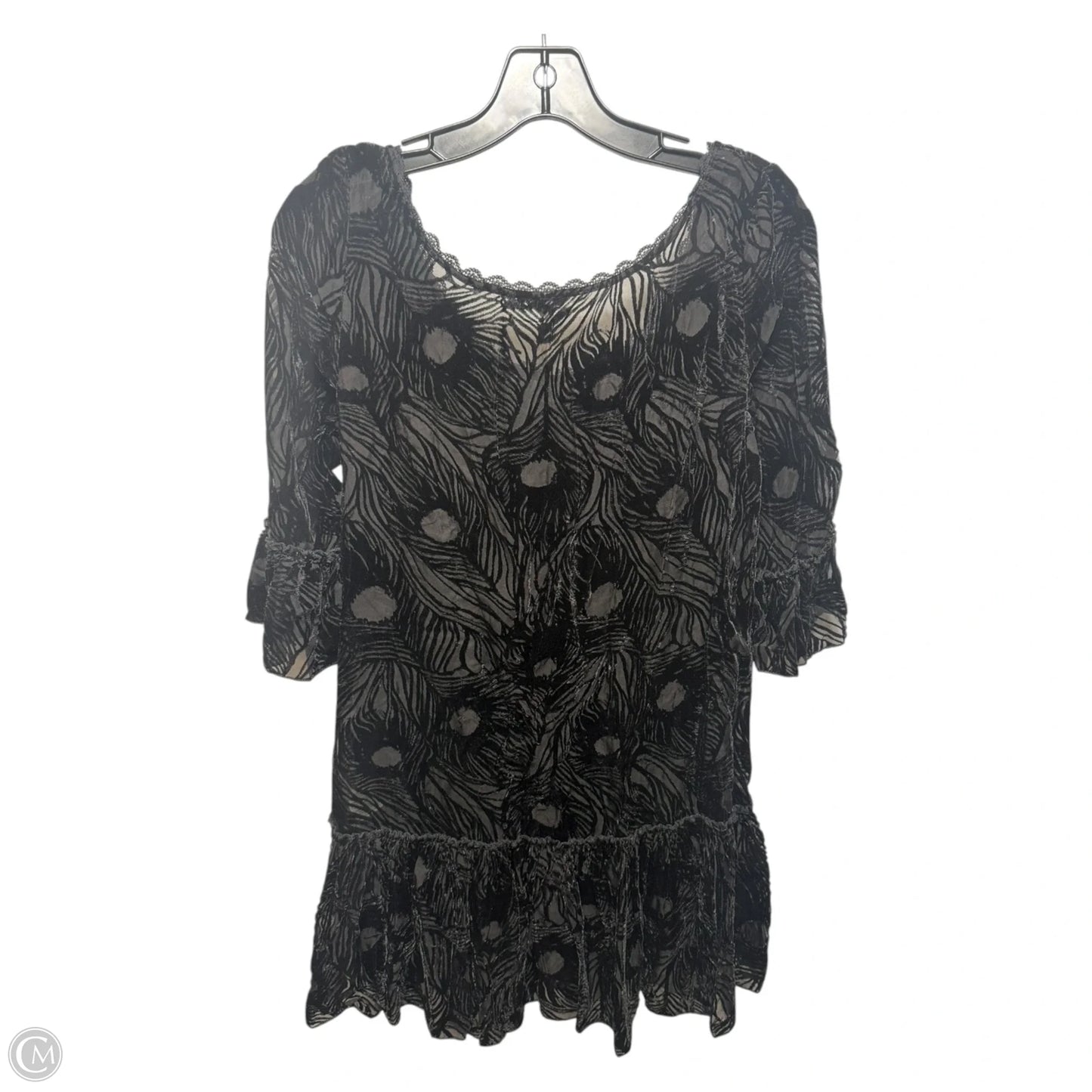 Velvet Burnout Peacock Top Short Sleeve By Free People In Black, Size: Xs
