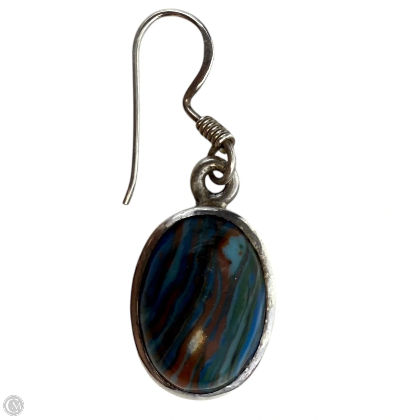 Sterling Silver & Rainbow Calsilica Stone Dangle Earrings