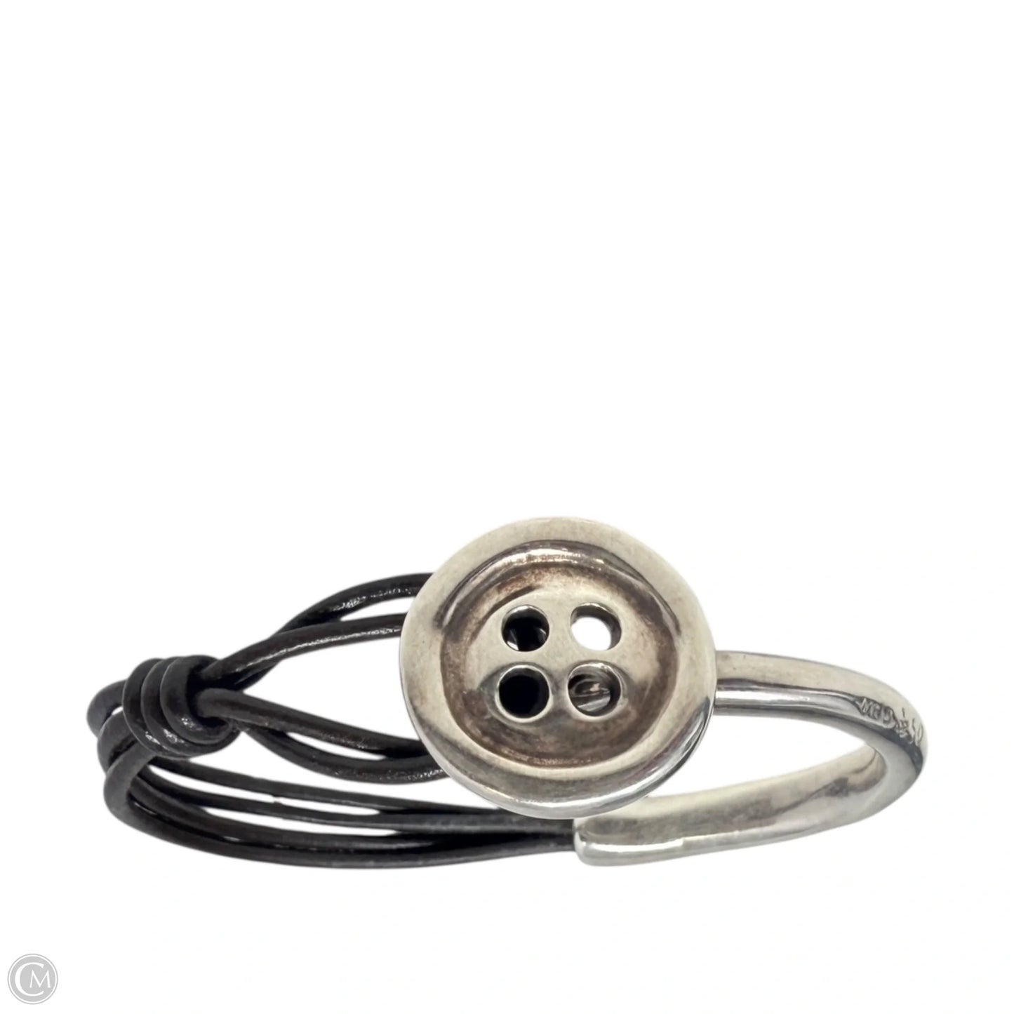 My Button Sterling Silver Plated & Leather Bracelet By Uno De 50