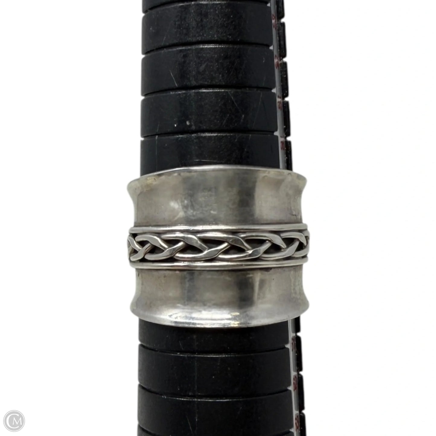 Sterling Silver Cigar Band With Braided Detail, Size: 9
