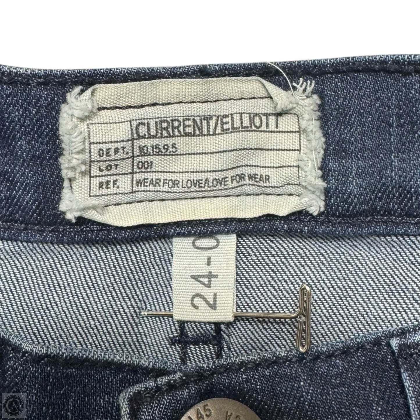 Jeans Skinny By Current Elliott In Blue Denim, Size: 0/24
