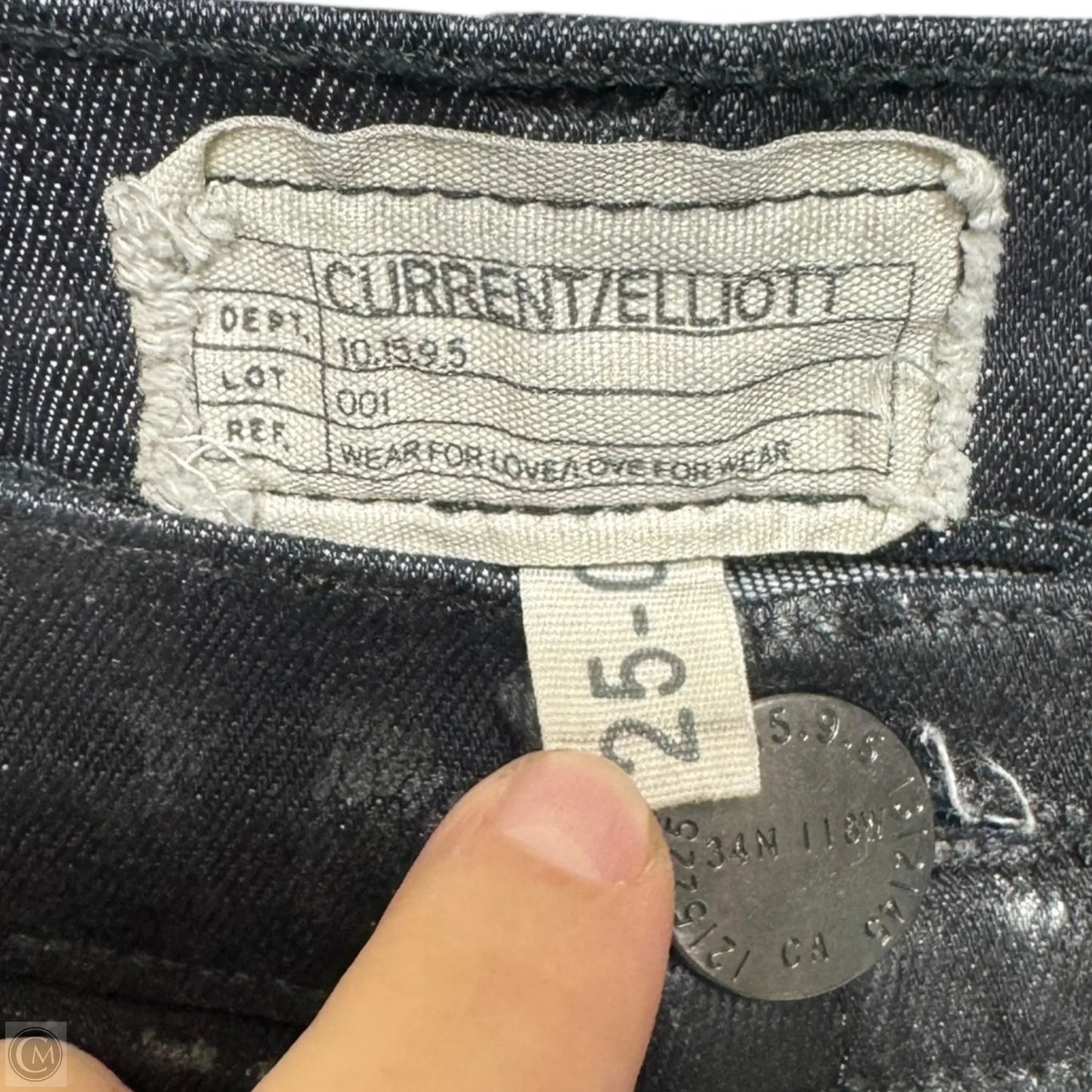 Jeans Skinny By Current Elliott In Black, Size: 0