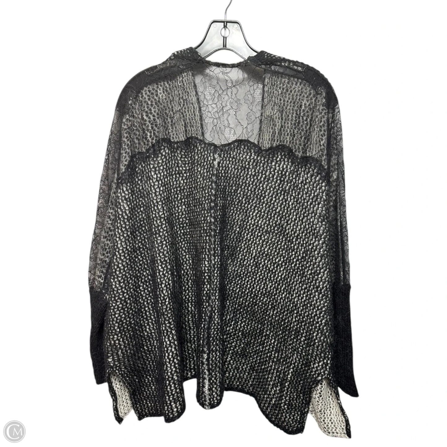 Sweater Cardigan By Free People In Black & Cream, Size: Osfm