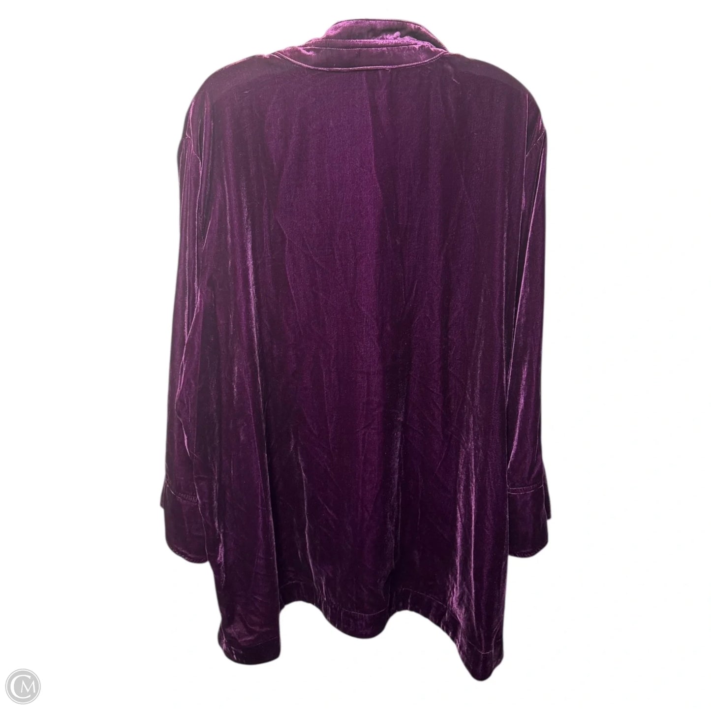 Velvet Essentials Top Long Sleeve By John Mark In Purple, Size: 2x