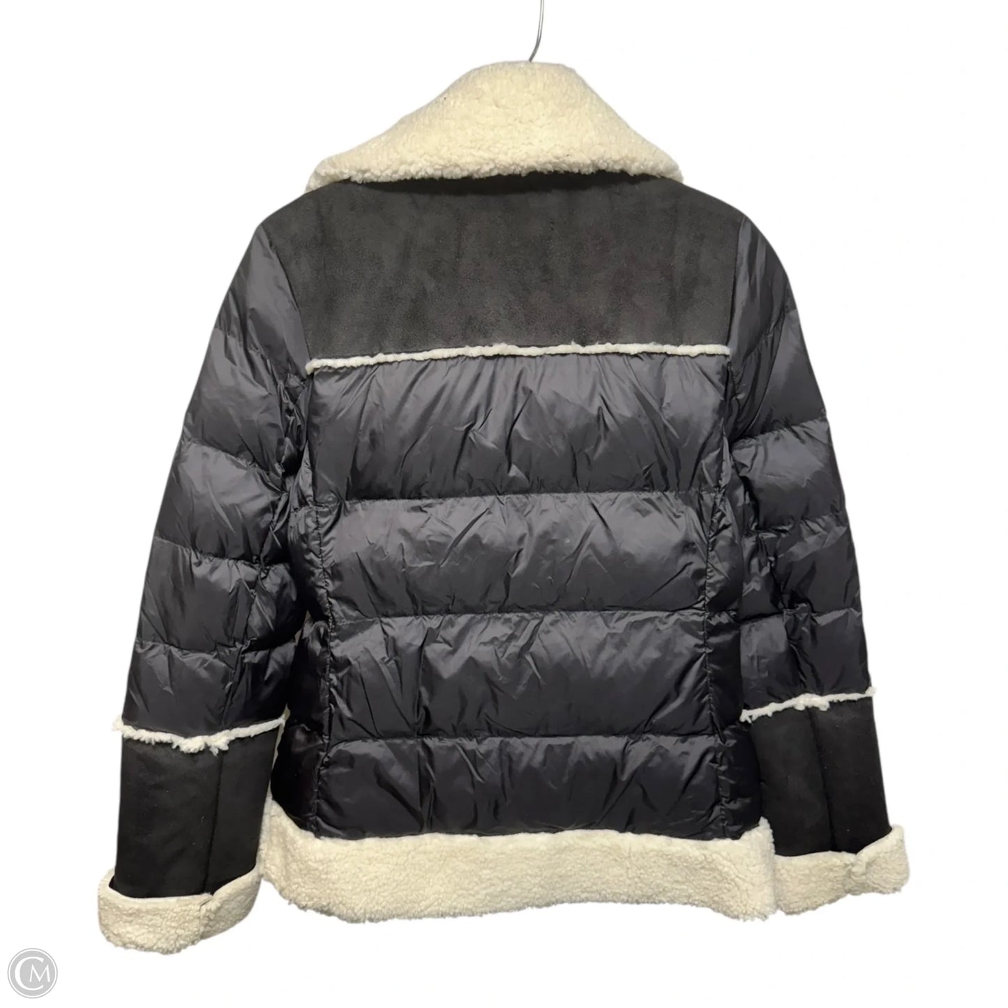 Selena Faux Shearling Puffer Quilted Coat By Tahari In Black & Cream, Size: S