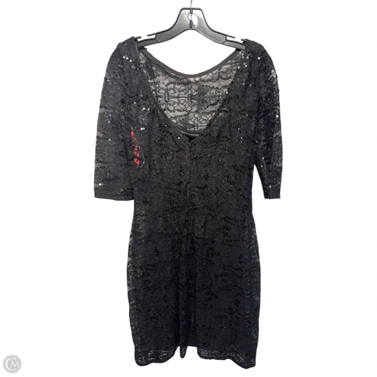 Lace Sequin Dress Party Short By Monique Lhuillier In Black, Size: 12