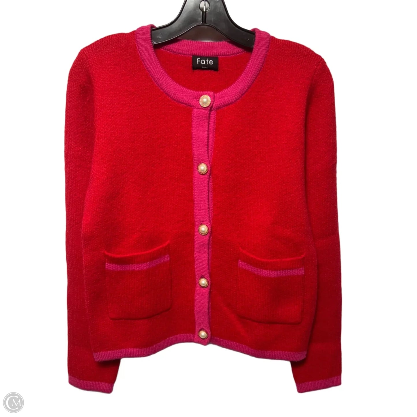 Pearl Button Sweater By Fate In Red, Size: S