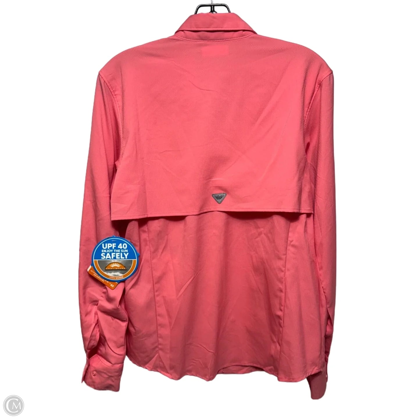 Athletic Top Long Sleeve Collar By Columbia In Coral, Size: M