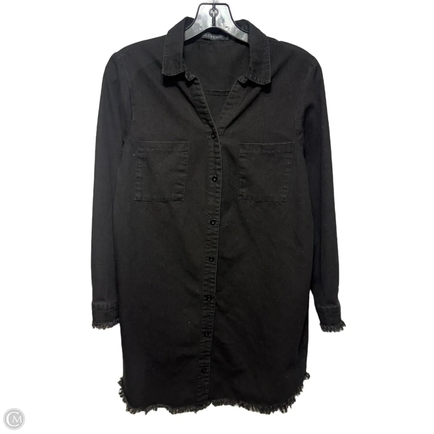 Distressed Tunic Long Sleeve Top By Zilcremo In Black, Size: S