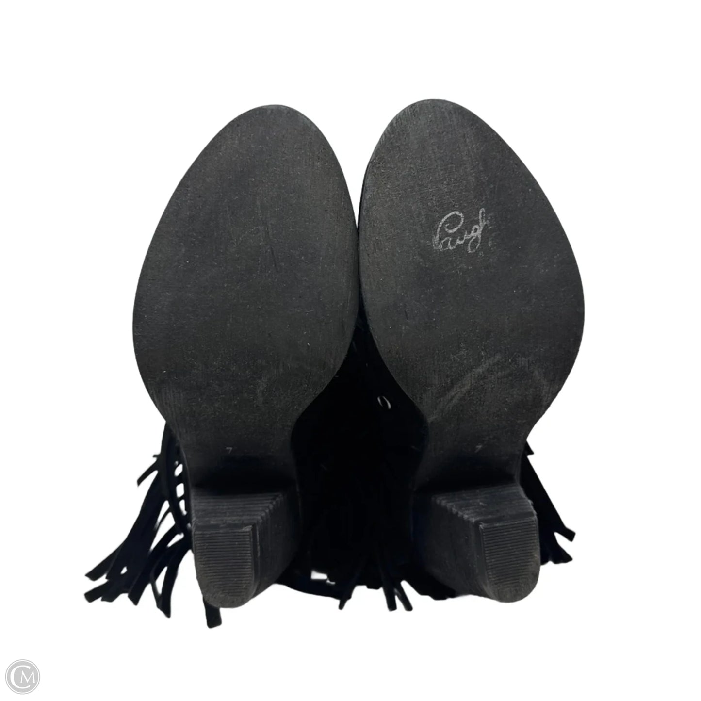 Fringe Boots Ankle Heels By Naughty Monkey In Black, Size: 7