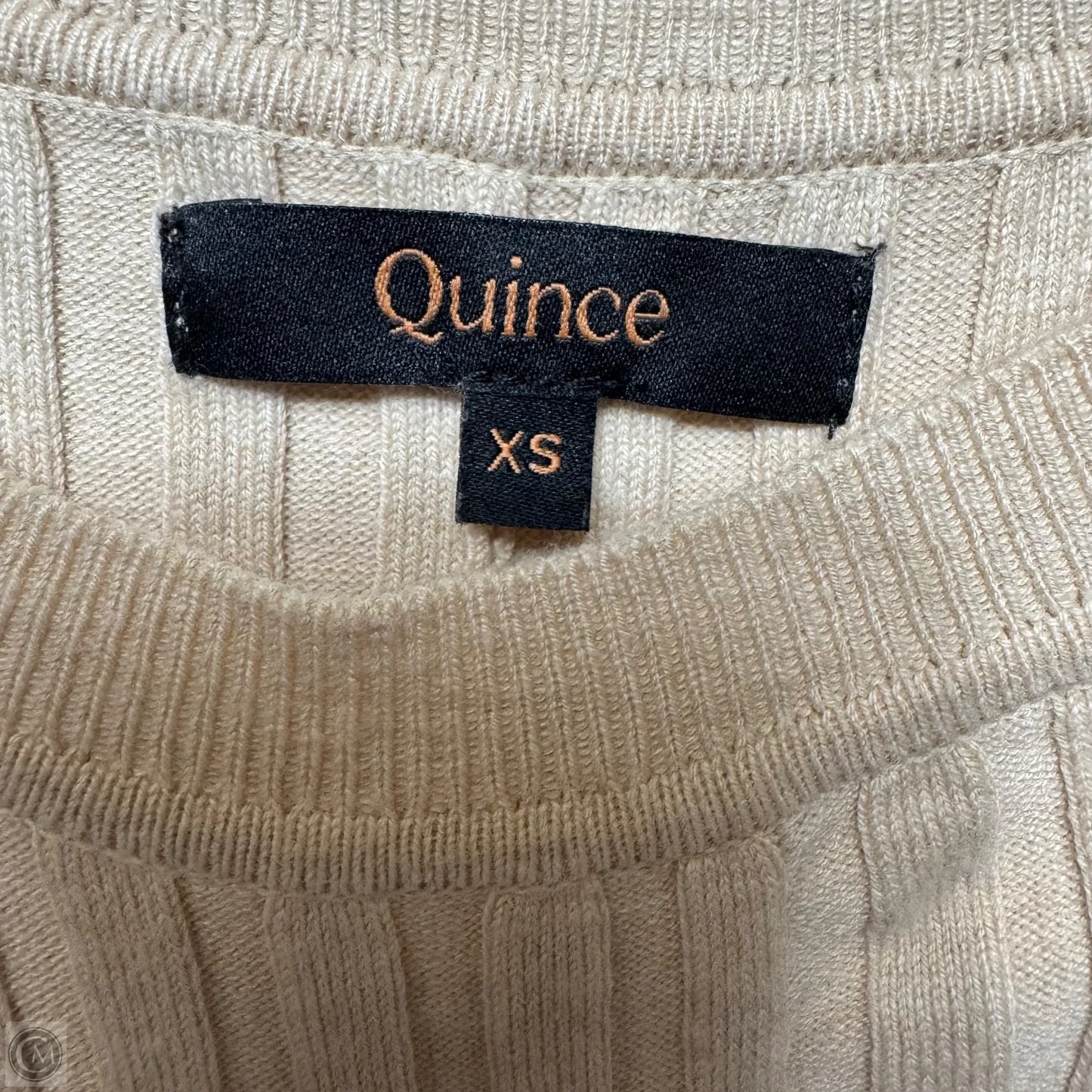 Cotton Cashmere Ribbed Long Sleeve Crew Midi Dress By Quince In Heather Oatmeal, Size: XS