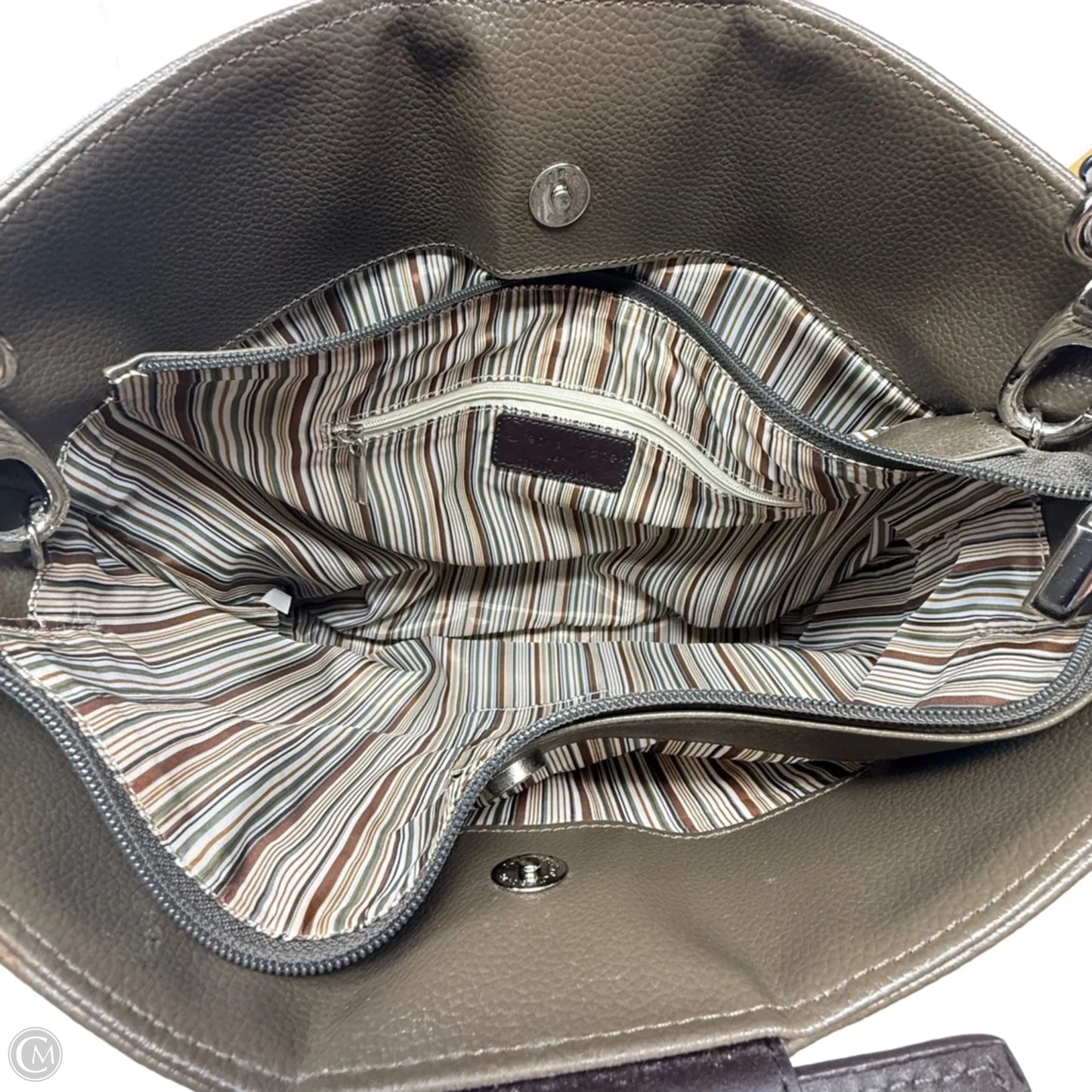 Circle Handle Leather Tote By Cleo & Patek Paris, Size: Medium