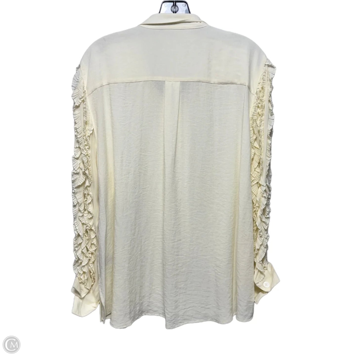 Ruffle Sleeve Top Long Sleeve By John Mark In Cream, Size: Xl