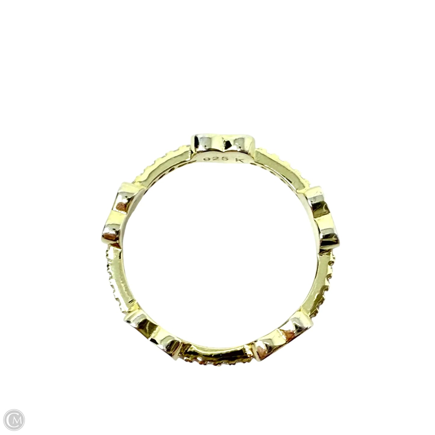 Black Heart Crystal & Gold Over Sterling Silver Band Ring By Unbranded, Size: 7