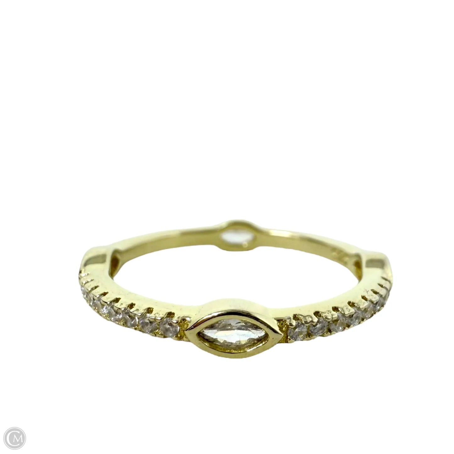 Marquise Cut Clear Stone & Sterling Silver Band Ring By Unbranded, Size: 8