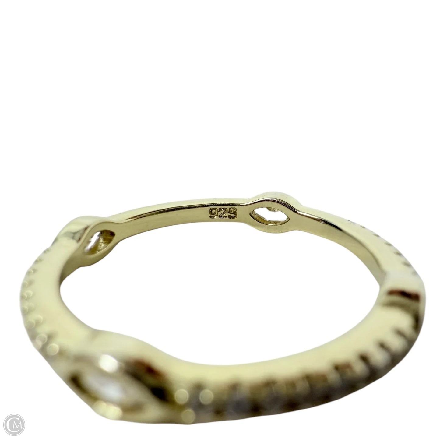 Marquise Cut Clear Stone & Sterling Silver Band Ring By Unbranded, Size: 8