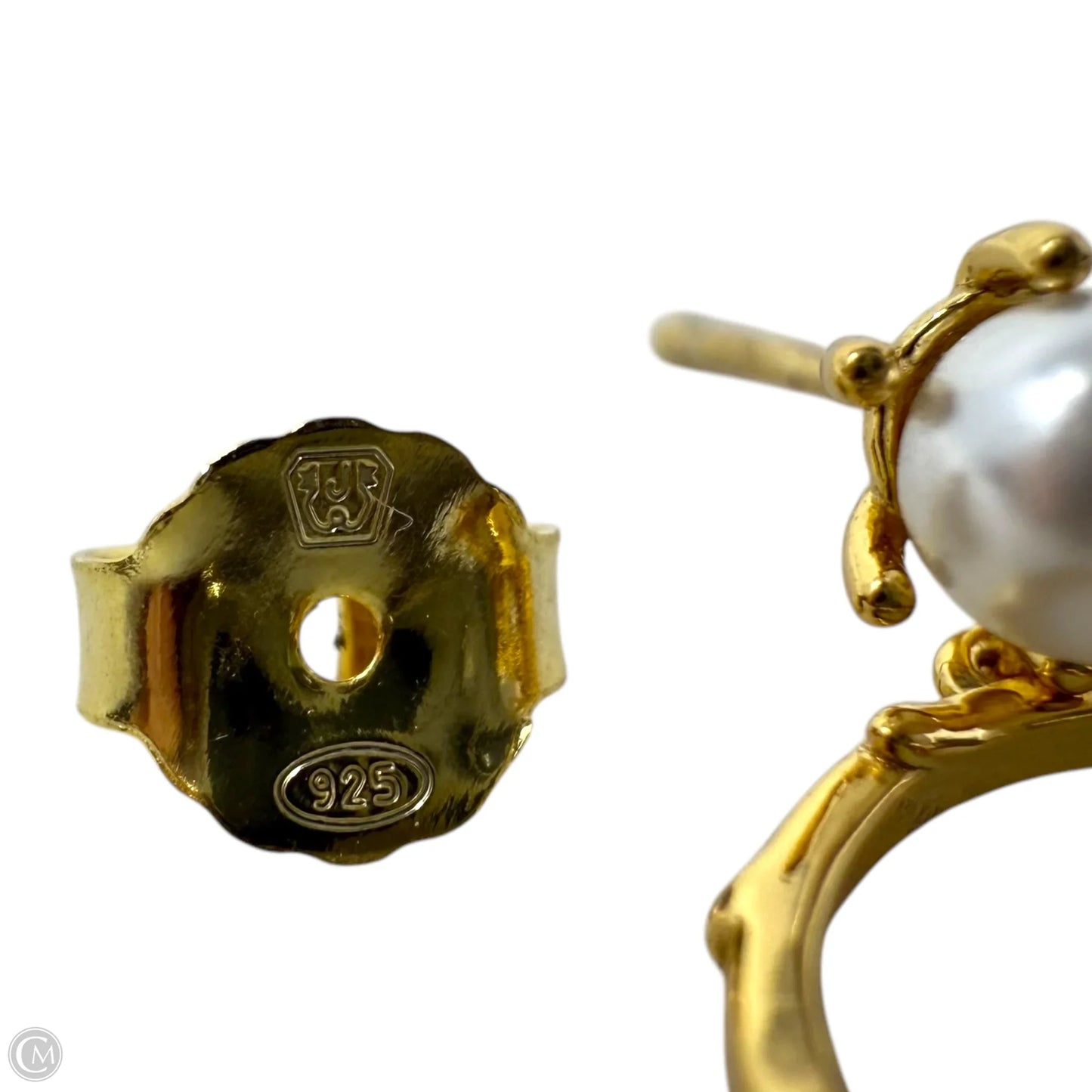 Gold Over Sterling Spring Pearl Earrings Dangle/drop By Unbranded