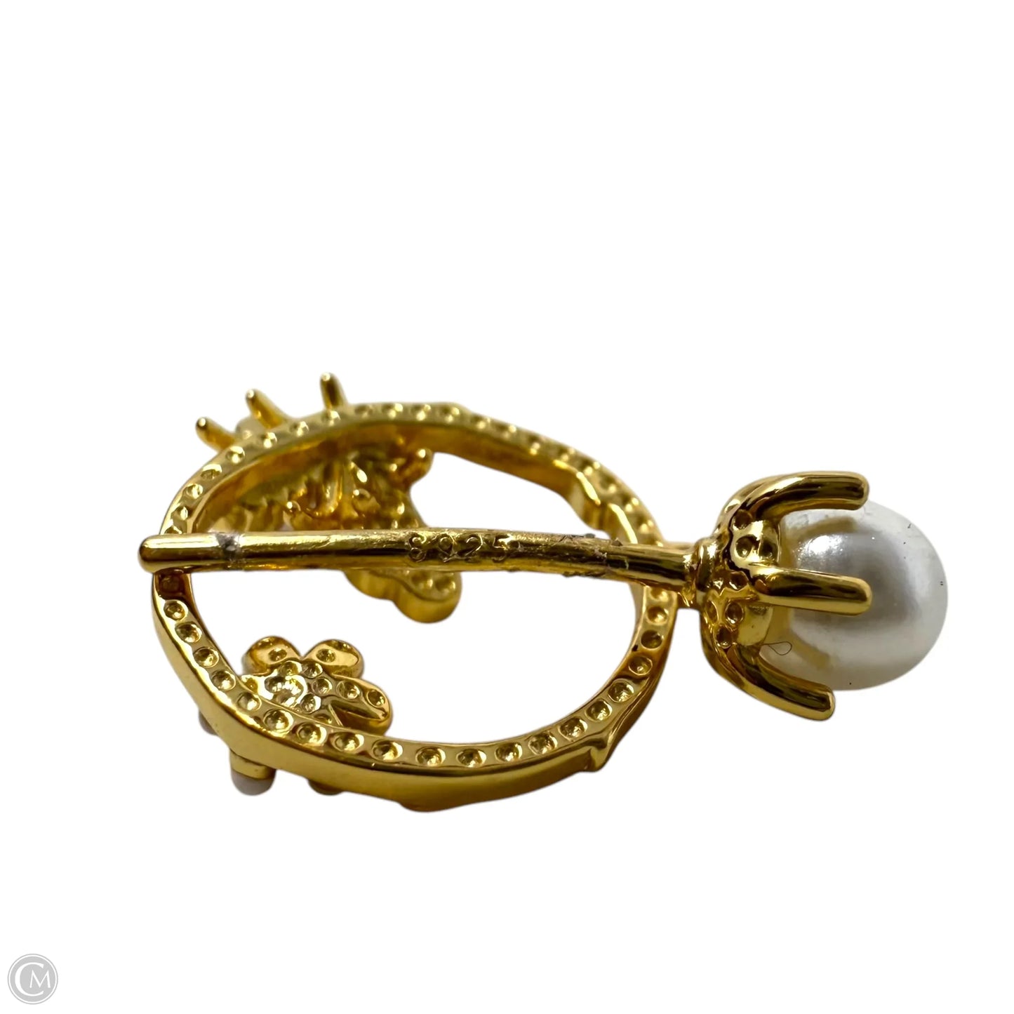 Gold Over Sterling Spring Pearl Earrings Dangle/drop By Unbranded