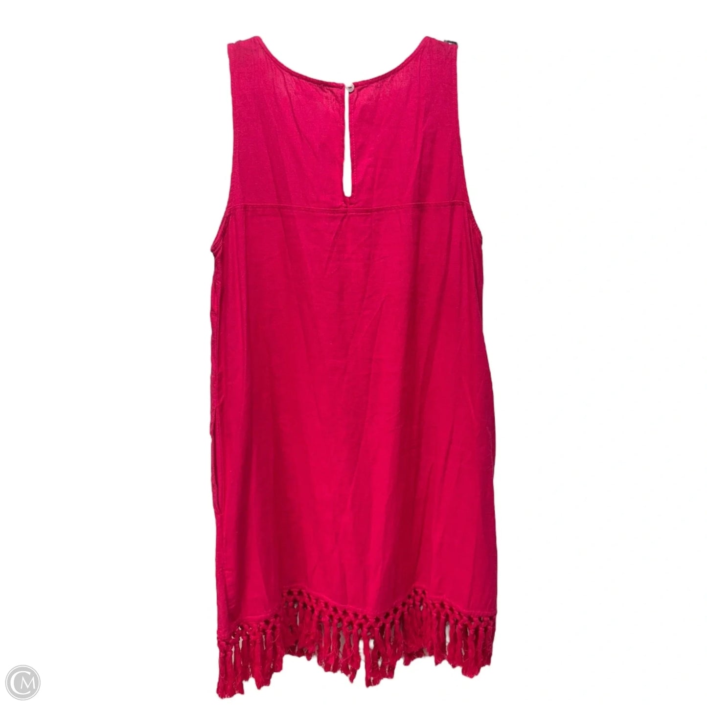 Linen Blend Tassel Hem Dress Casual Midi By For Cynthia In Pink, Size: S